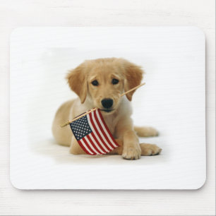 Mousepad Filhote de cachorro e bandeira do golden retriever