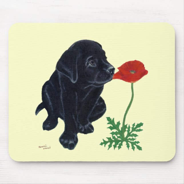 Mousepad Filhote de cachorro preto de Labrador (Frente)