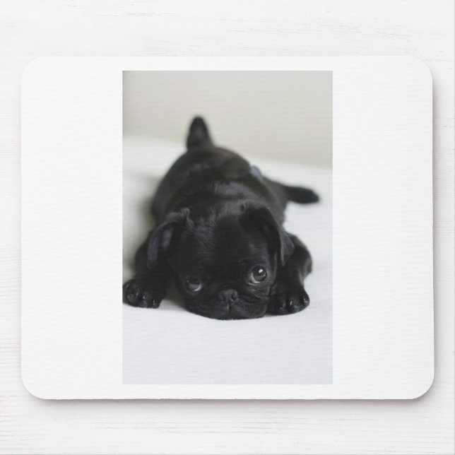 Mousepad Filhote de cachorro preto do Pug (Frente)