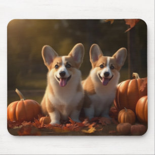 Mousepad Filhote de Corgi Delícia de Outono Abóbora