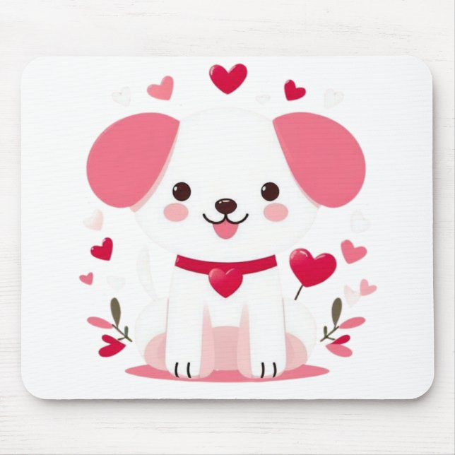 Mousepad Filhote de dia de os namorados branco (Frente)