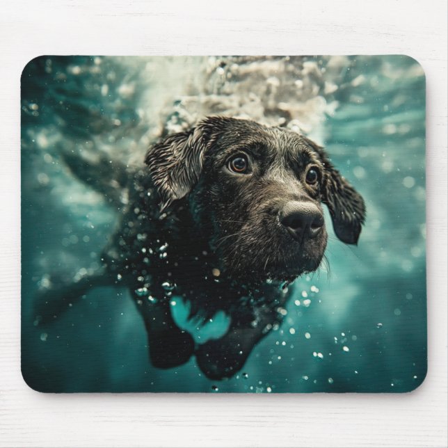 Mousepad Filhote de Labrador Nadando Embaixo d'Água Design (Frente)