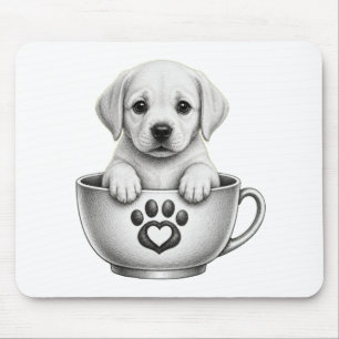 Mousepad Filhote de Labrador Retriever Xícara de Chá