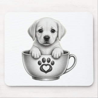 Mousepad Filhote de Labrador Retriever Xícara de Chá