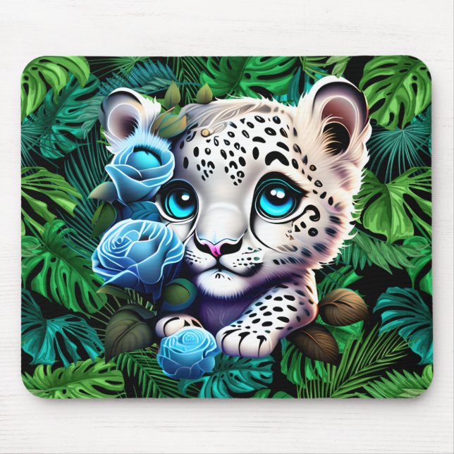 Mousepad Filhote de leopardo branco temático (Frente)