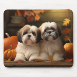 Mousepad Filhote de Lhasa Apso Delícia de Outono Abóbora