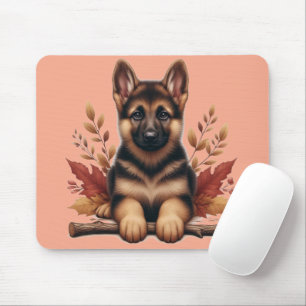 Mousepad Filhote de Pastor Alemão com Folhas de Outono