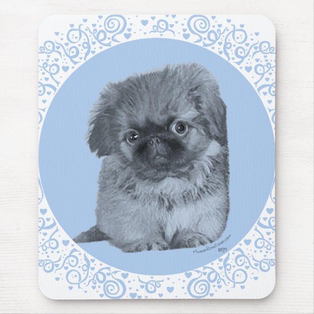 Mousepad Filhote de Pequinês Azul (Frente)