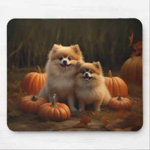Mousepad Filhote de Pomerânia Delícia de Outono Abóbora