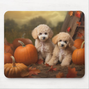 Mousepad Filhote de Poodle Delícia de Outono Abóbora