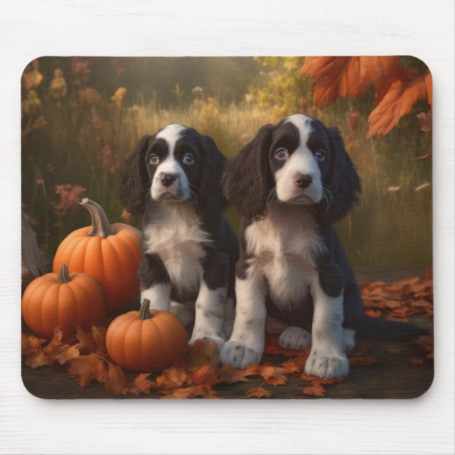 Mousepad Filhote de Springer Spaniel Delícia de Outono Abób (Frente)