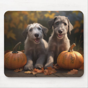 Mousepad Filhote de Wolfhound Delícia de Outono Abóbora