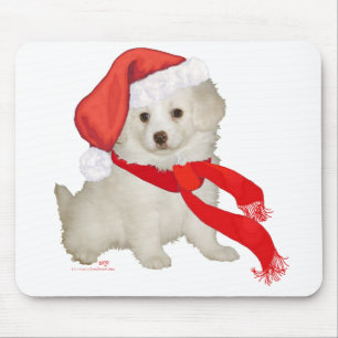 Mousepad Filhote Poodle / Bichon Misturado de Papai Noel