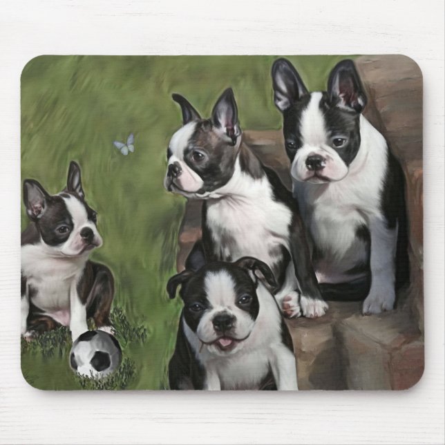 Mousepad Filhotes de cachorro de Boston Terrier (Frente)
