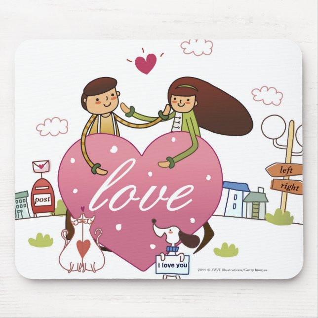 Mousepad Fim-acima de um casal que guardara uma forma do (Frente)