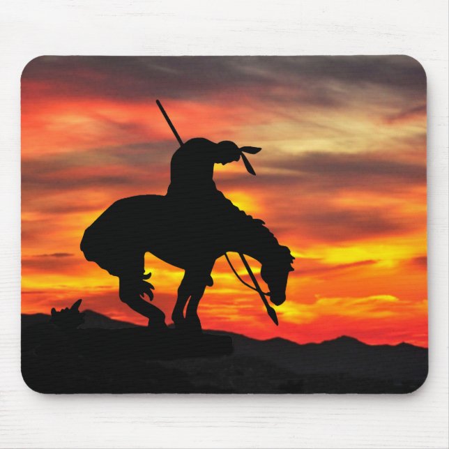 Mousepad Fim da silhueta de trilha com o mouse sunset (Frente)
