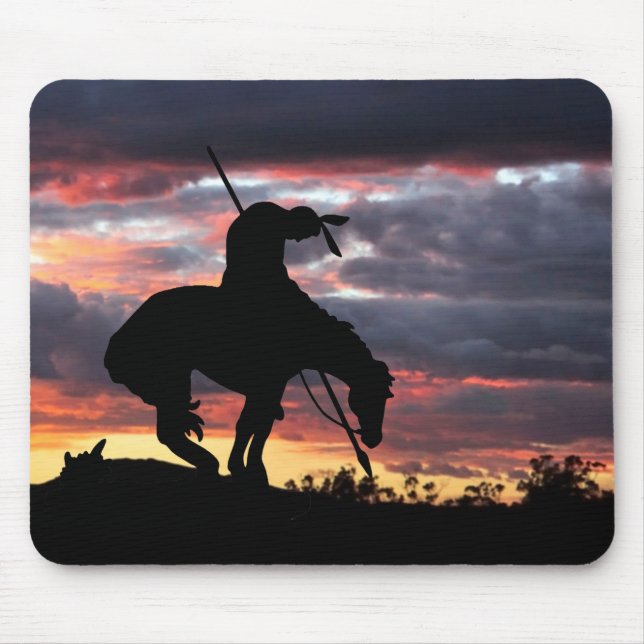 Mousepad Fim da silhueta de trilha com o mouse sunset (Frente)