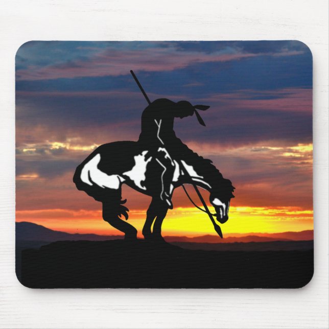 Mousepad Fim da silhueta de trilha com o mouse sunset (Frente)