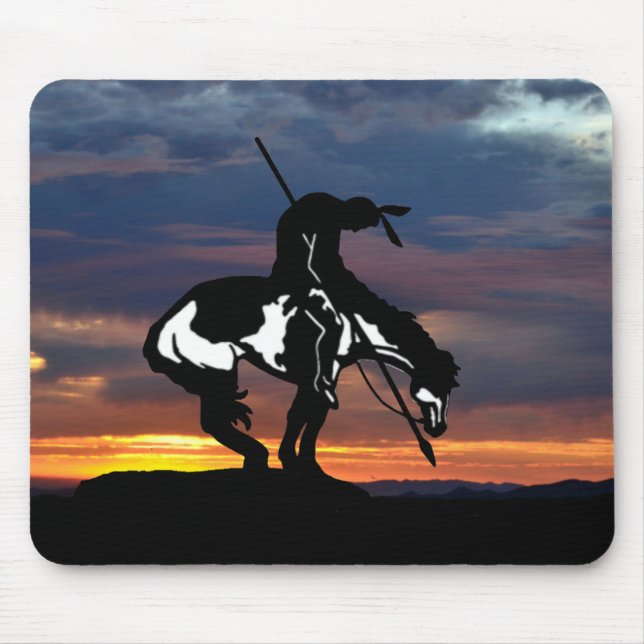 Mousepad Fim da silhueta de trilha com o mouse sunset (Frente)