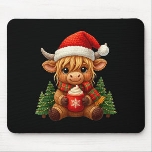 Mousepad Fio de Crochê Chapéu de Papai Noel Vaquinha de Nat