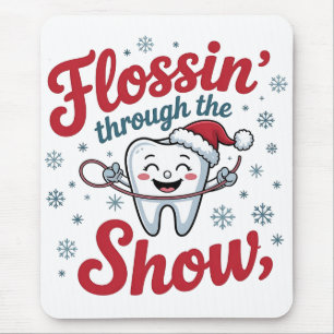 Mousepad Fio Dental na Neve Natal Divertido