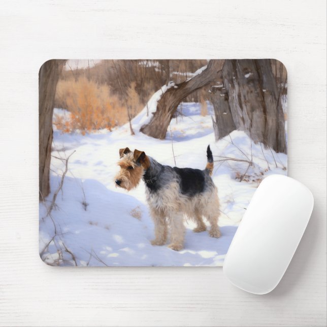 Mousepad Fio Fox Terrier Deixe-o nevar no Natal (Com mouse)