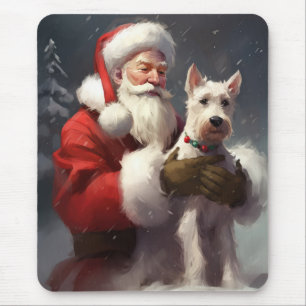 Mousepad Fio Fox Terrier Santa Claus Natal Festivo