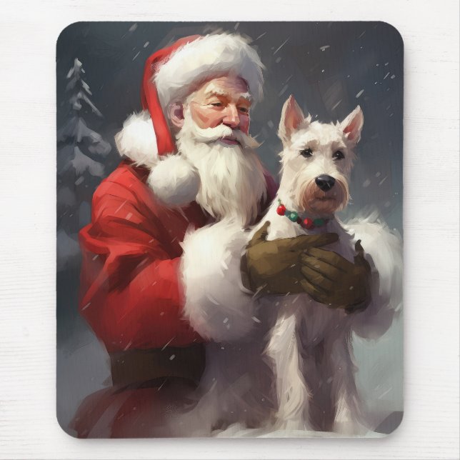 Mousepad Fio Fox Terrier Santa Claus Natal Festivo (Frente)