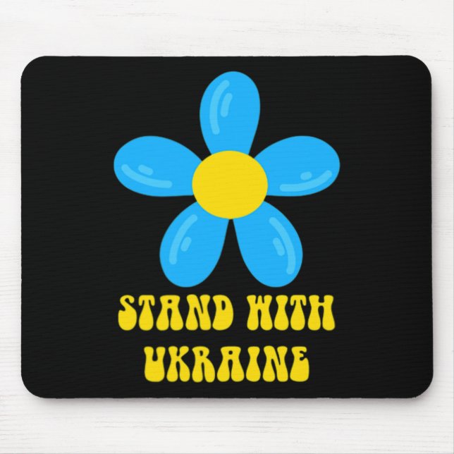 Mousepad Fique Com a Ucrânia Flor Azul e Amarela Solidaried (Frente)