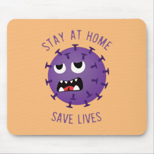Mousepad Fique Em Casa Para Salvar Vidas Vírus Assustador