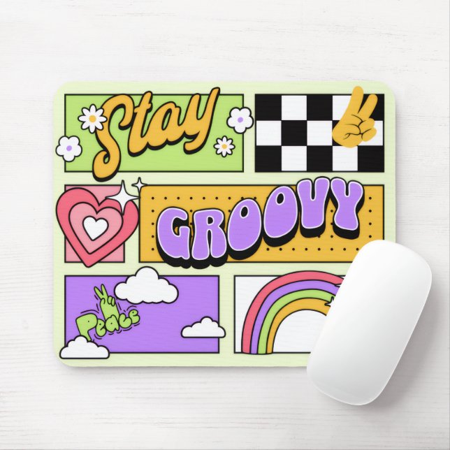 Mousepad Fique Groovy Estética Retro (Com mouse)
