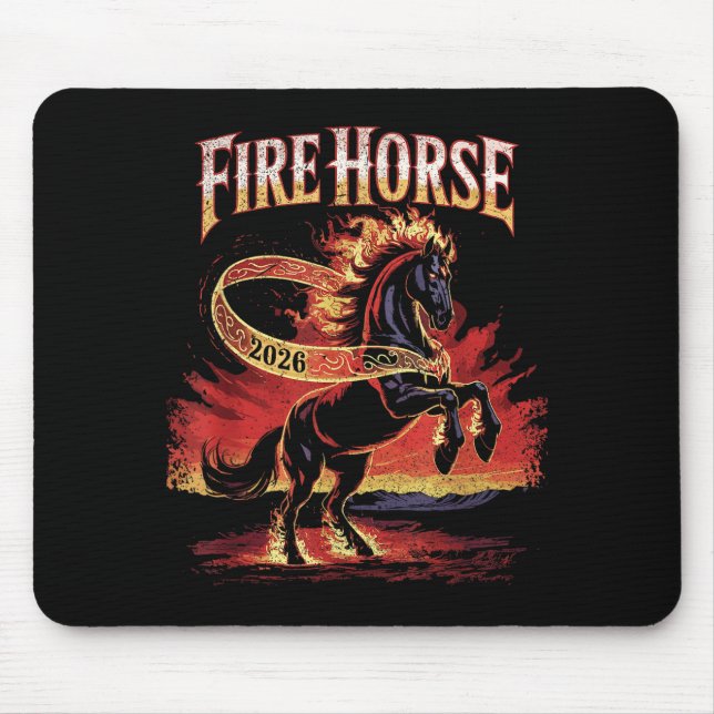 Mousepad Fire Horse 2026 Zodiac Art Chinese New Year  (Frente)