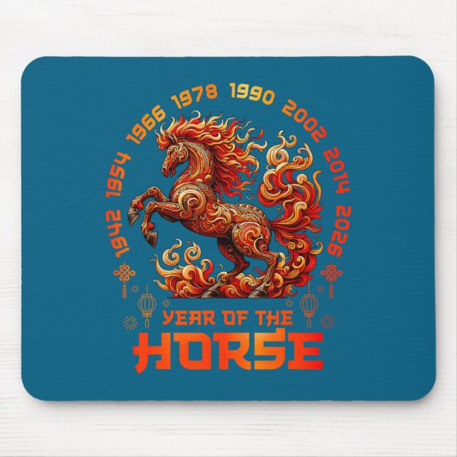Mousepad Fire Horse Chinese Zodiac Symbol 2026 Lunar New Ye (Frente)