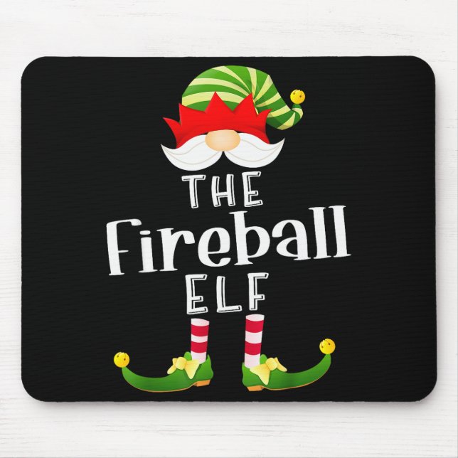 Mousepad Fireball Elf Group Christmas Funny Pajama Party  (Frente)