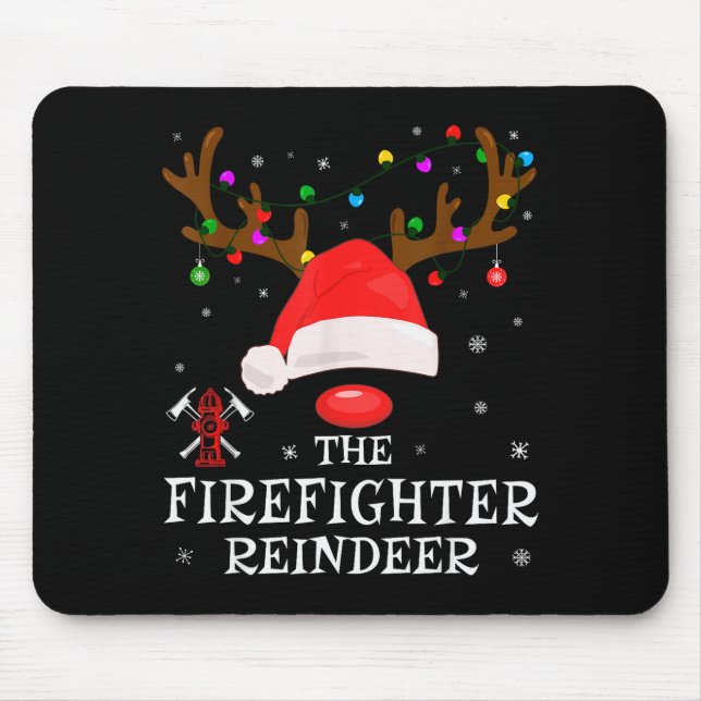 Mousepad Firefighter Reindeer Family Matching Christmas Pjs (Frente)
