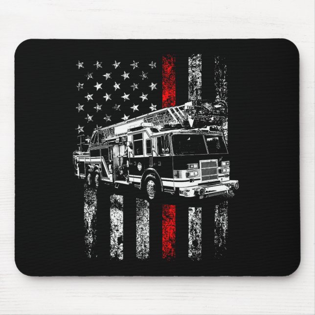 Mousepad Fireman American Flag Thin Red Line Firefighter  (Frente)