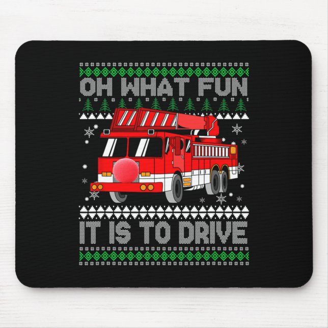 Mousepad Fireman Ugly Christmas - Fire Truck (Frente)