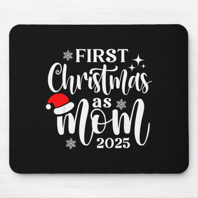 Mousepad First Christmas As Mom 2025 Snowflake Xmas Family  (Frente)