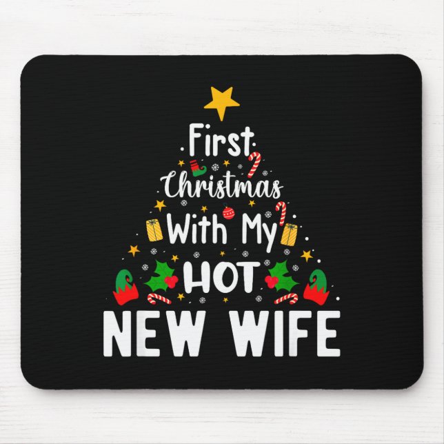 Mousepad First Christmas With My Hot New Wife Funny Xmas  (Frente)