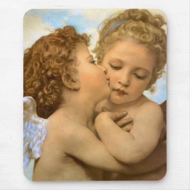 Mousepad First Kiss (detalhe de anjo), de Bouguereau (Frente)