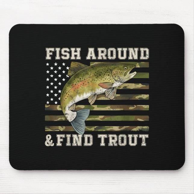 Mousepad Fish Around And Find Trout American Flag Funny Fis (Frente)