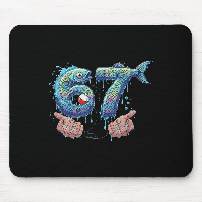 Mousepad Fishing 67 Six Seven Funny Gen Alpha Meme Drip  (Frente)