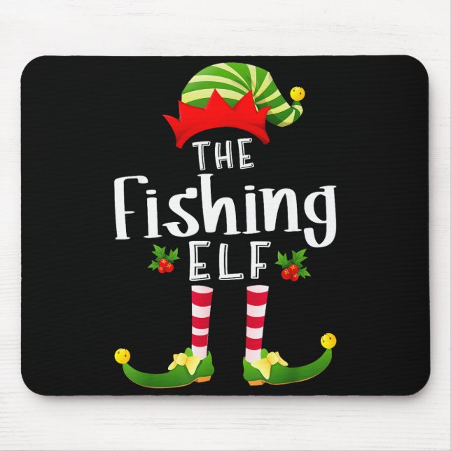 Mousepad Fishing Christmas Elf Matching Pajama X-mas Party  (Frente)