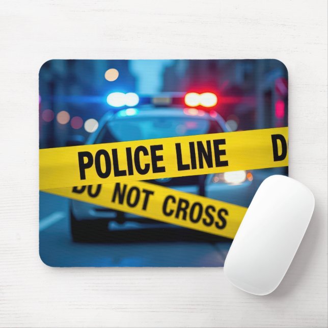 Mousepad Fita Amarela Da Linha Policial Com Aviso (Com mouse)