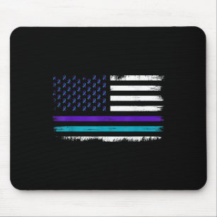 Mousepad Fita Azul e Roxa Bandeira EUA Prevenção de Suicídi