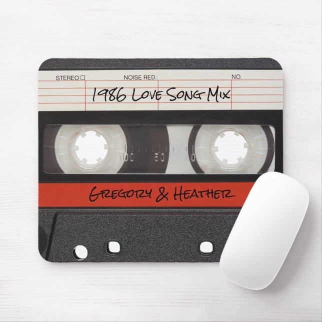 Mousepad Fita Cassete Retro Vermelha Preta (Com mouse)