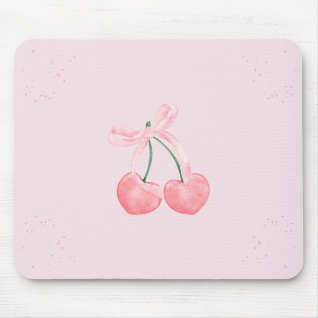 Mousepad Fita de Cereja Rosa Sparkle (Frente)