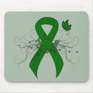 Mousepad Fita de Consciência Verde com Borboleta