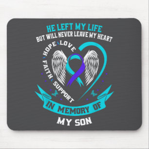 Mousepad Fita de conscientização sobre suicídio azul-turque