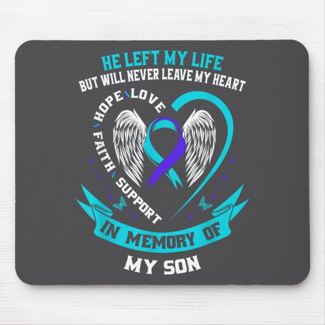 Mousepad Fita de conscientização sobre suicídio azul-turque (Frente)